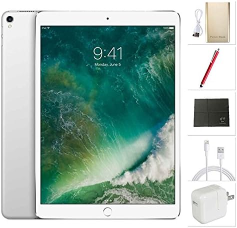 Apple iPad Pro 10.5 inch Wifi + Cellular, 2017 model - 64GB Silver + USA Warehouses Accessories Bundle MQF02LL/A