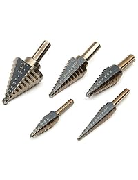 tonsiki 5pcs 50 Tamaño Grande Cobalto HSS Paso Cono de titanio taladro cortador Bit Set Herramienta