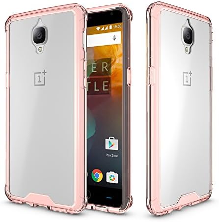 Rosepark OnePlus 3T/OnePlus 3 Case, Shockproof Soft TPU Bumper Clear PC Back [Drop Protection/Scratch-Resistant] Hybrid Case for OnePlus 3/OnePlus 3T (2016)-Hot Pink