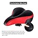 Tonbux Most Comfortable Bicycle Seat, Bike Seat Replacement with Bicycle Taillight Reflective Tape Dual Shock Absorbing Ball Wide Bike Seat Saddle Bicycle Gel Seat with Mounting Wrench – Black/Redthumb 1