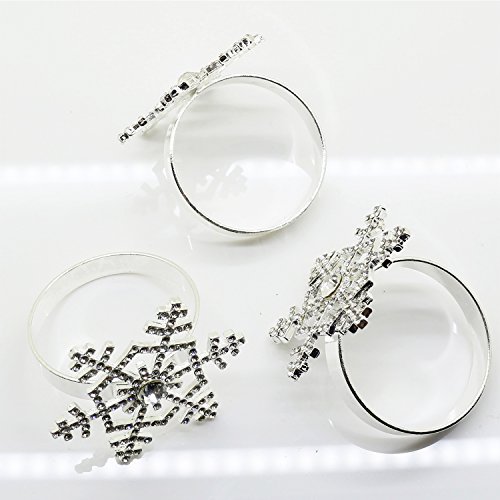 image for Elehere Snowflake Napkin Rings Set of 12 for Christmas, Holidays, Dinn