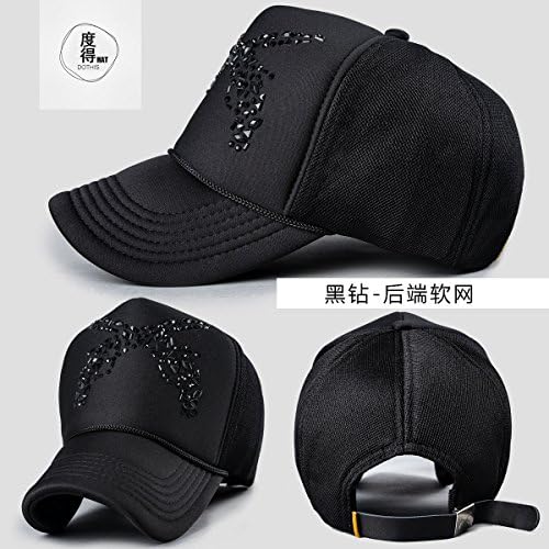 vaevansp Hooded Girls Spring Summer Travel Hood Black White Large Diamond Hooded Soft Net Fashion Baseball Cap, B
