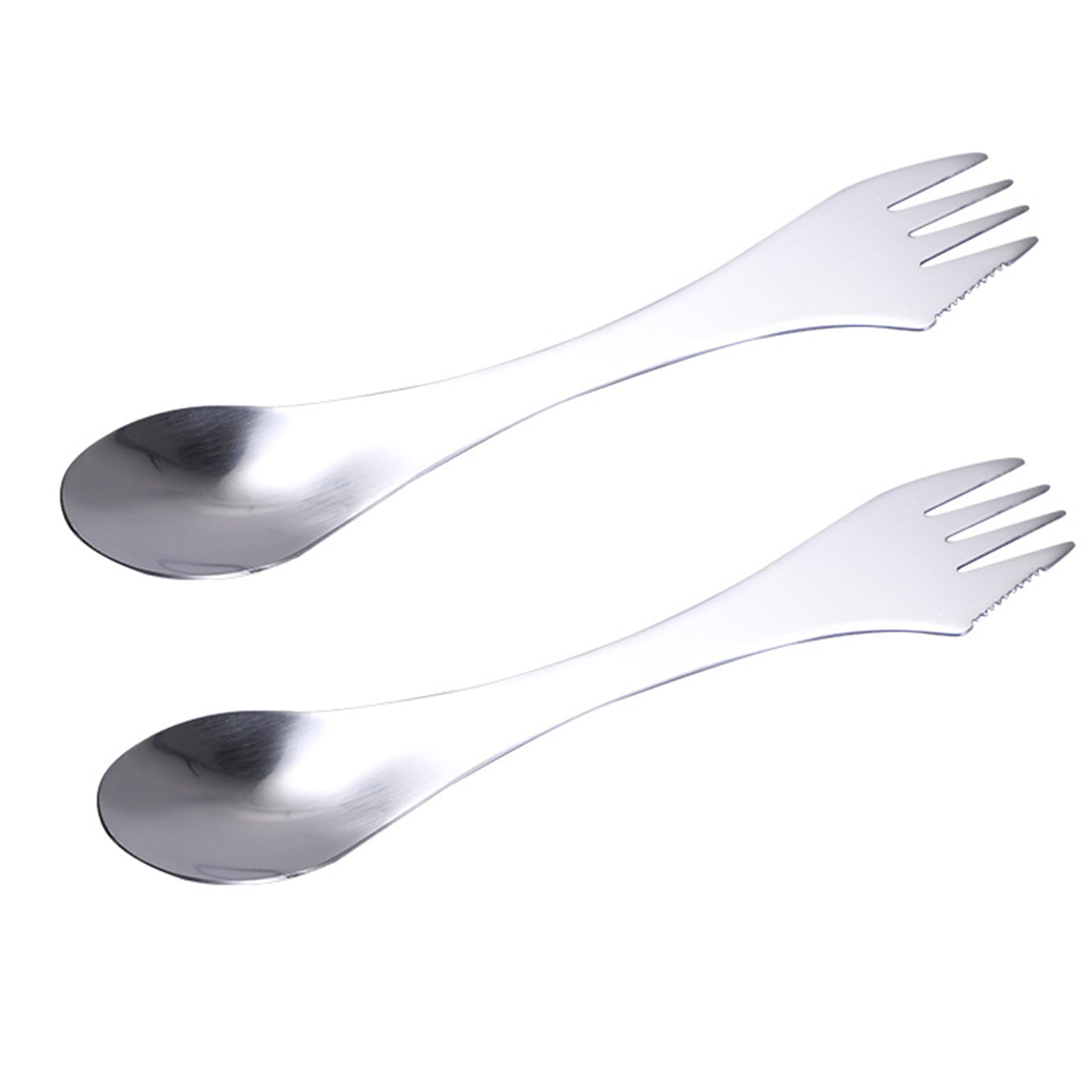 Soulnioi Camping 3 in 1 Spoon,Stainless Steel Spork and Spoon,Portabale Picnic Tableware with Bag,Ultra Lightweight Spoon Fork for Outdoor/Camping/Travel/Picnic Tableware 2PCS