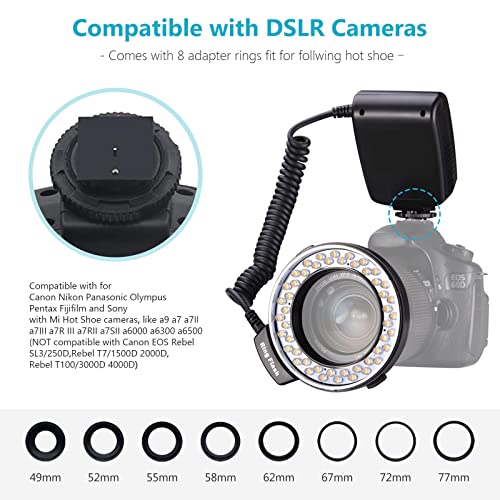 Neewer 48 Macro LED Ring Flash Bundle with LCD Display Power Control
