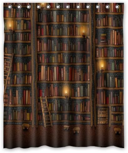 Generic Personalized Old Library Books Bookshelf Series Design Sold By Too Amazing Shower Curtain Bath Decor Curtain 60" x 72"