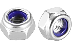 uxcell Hex Lock Nuts - M5 x 0.8mm Stainless Steel Nylon Insert Self-Locking Nuts for Fasteners, 30Pcs Silver Tone