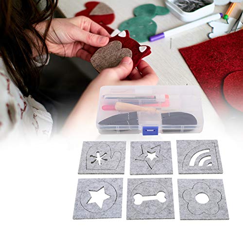 Bicaquu DIY Handcraft Wool Felting Tool Set Needle Felting Craft with 6 Mold Scissors Awl Tool Kits