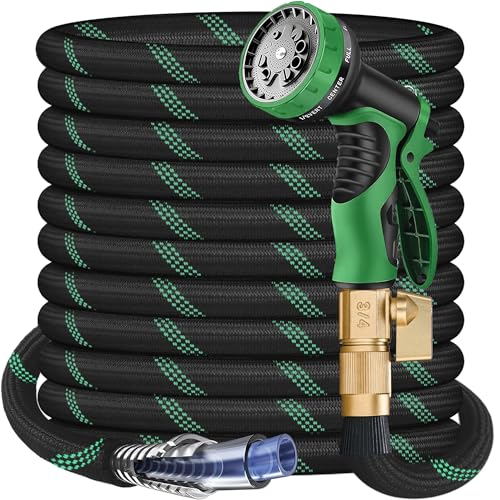 Photo 1 of 75 ft Garden Hose - 2025 New Upgraded Flexible Water Hose - Ultra Lightweight Kink-free Car Washing Pipe with 10 Function Sprayer and 3/4" Solid Brass Fittings - Durable,Leak proof Garden Hoses