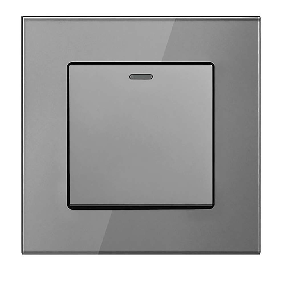 1/2 / 3 Gang 2 Way White/Black/Grey Crystal Glass Panel Light Switch On and Off Rocker Wall Switch Interruptor 16A (1 gang 2 way grey) — image 1