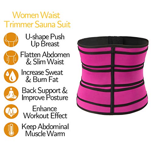 Waist Trainer for Women,Huayuet Waist and Tummy Trimmer Belt Wraps Belly Cincher Rose Red