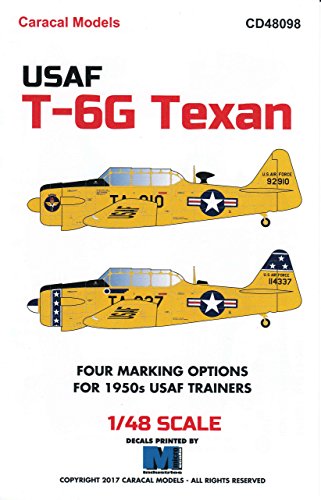 CARCD48098 1:48 Caracal Models Decals - USAF T-6G Texan [WATERSLIDE DECAL SHEET]