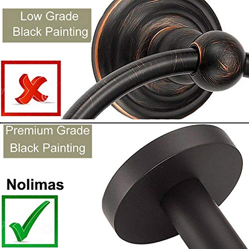 Nolimas 4-Pieces Set Matte Black Bathroom Hardware Set SUS304 Stainless Steel Round Wall Mounted - Includes 18"&12" Hand Towel Bar,Toilet Paper Holder, Robe Towel Hooks,Bathroom Accessories Kit