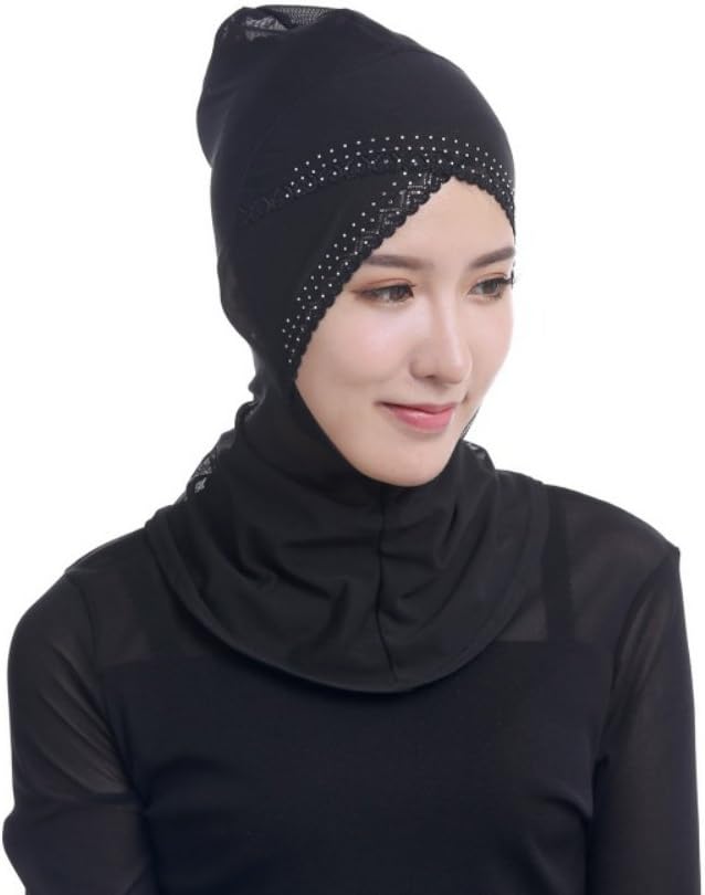 BullpianoWomen Muslim Hijab Underscarf Cap Full Cover Inner Bonnet Hijab Caps Arabia Islamic Headpiece Rhinestone Headscarf