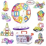 Gifts2U 148 PCS Magnetic Building Blocks for Kids with Storage Box Magnetic Tiles Building Set STEM Preschool Educational Construction Kit Magnet Stacking Toys Gift for Boys and Girls