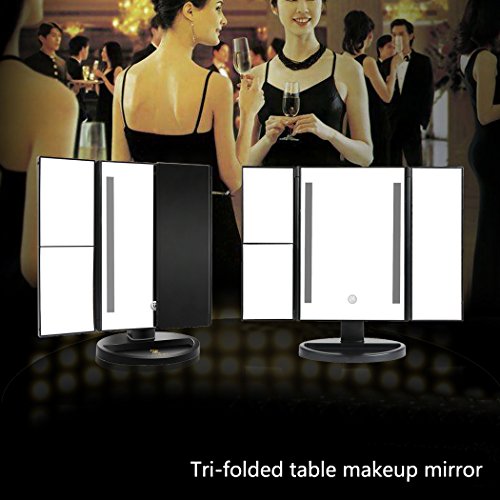 LUVODI Makeup Vanity Mirror with 36 PCS LED Lights, 1x/2x/3x Magnification Panels with Touch Screen, Dual Power Supply, 180°Adjustable Rotation,Countertop Cosmetic Mirror (White) - Thumbnail 7