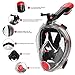Full Face Snorkel Mask - Patent Nose Equalizer & Foldable Tube Easy Breath - Integrated Snorkeling Mask Anti-Fog Anti-Leak 180° View - Ideal for Youth & Adult Swimming Diving and Scuba (Black, Large)