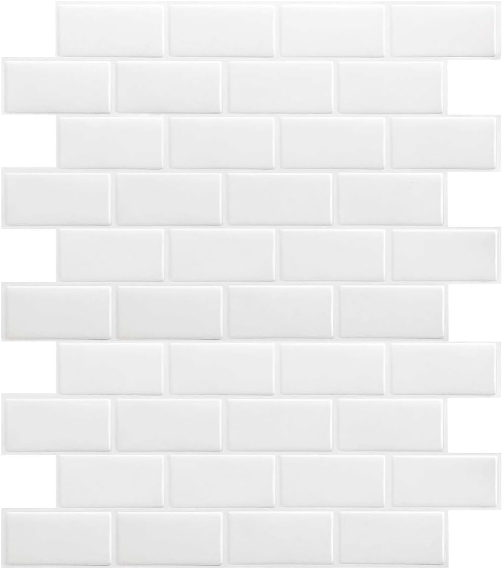WANWEITONG Self Adhesive 3D Wall Tile Stickers with Marble Design, Stick on Tiles Splashback