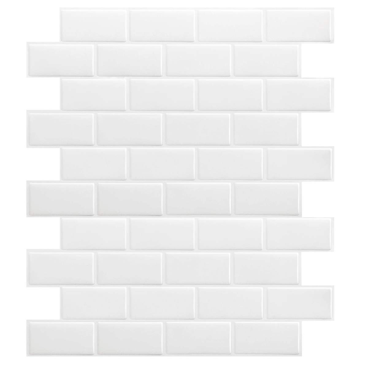 WANWEITONG Self Adhesive 3D Wall Tile Stickers with Marble Design, Stick on Tiles Splashback, Anti Mold Peel and Stick Wall Tile Backsplash for Kitchen, Bath (White, 10)