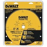 DEWALT 12-Inch Miter Saw Blade, Precision Trim, ATB, Crosscutting, 1-Inch Arbor, 96 Tooth (DW7296PT)
