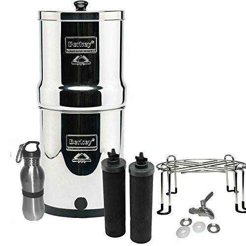 Berkey Filters Premium Stainless Steel Bundle: Black Filters, Stainless Steel Spigot, Stainless Steel Stand and Stainless Steel Water Bottle (2 Gallon Big Berkey)