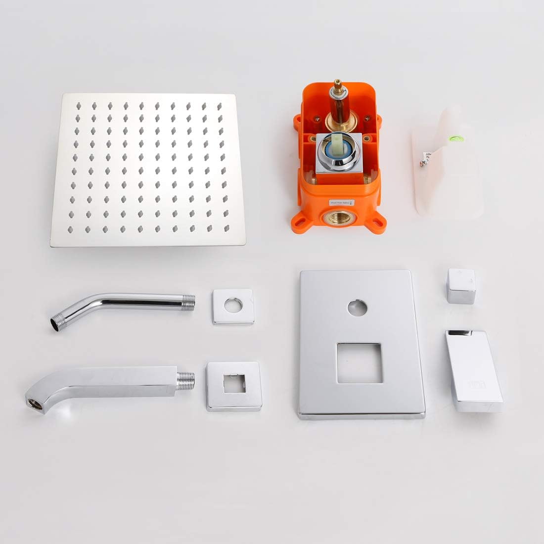 POP Shower Faucet Set with Tub Spout Chrome Bathroom Luxury Rain Mixer Shower System Wall Mounted Rainfall Shower Combo Set, Single Function Tub and Shower Trim Kit with Rough-in Valve - - 