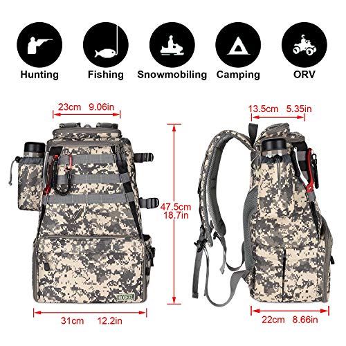 Rodeel Fishing Tackle Backpack with 4 Tackle Tray, 6 Fishing Rod Holders, Large Storage, Water Resistant & Weatherproof Backpack for Trout Fishing Outdoor Sports Camping Hiking - Thumbnail 6