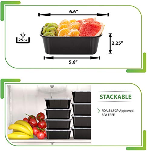 Food Containers Meal Prep Containers - 40 Pack Plastic Food Containers with Lids Food Prep Containers for Meal Prepping Plastic Food Storage Containers with Lids Plastic Containers (25 Ounce)