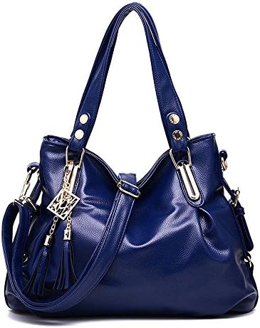Hydne Women's Gentlewomanly Tassels Sling Shoulder Tote Bags Top Handle Handbag(Navy)