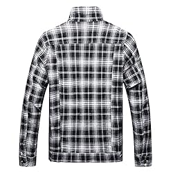 LAMKUKU Mens Denim Jacket Ripped Slim Jean Jacket