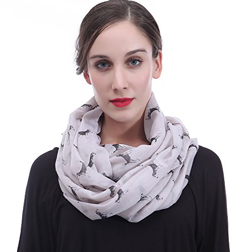Lina & Lily Beagle Dog Print Infinity Scarf Lightweight (Beige)