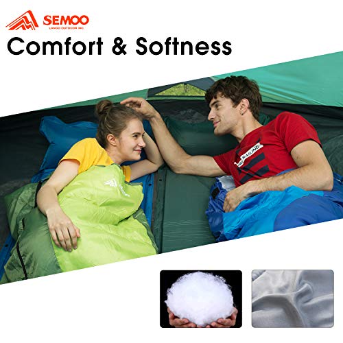 SEMOO Sleeping Bag, Portable Lightweight Water Resistant Temp Rating 42.8F/6C, Comfort 3 Season Envelope Sleeping Bags with Compression Sack Green