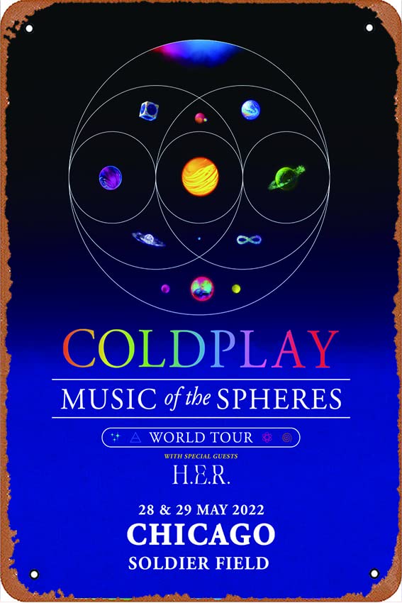 COLDPLAY Music of the Spheres 2022 World Tour: CHICAGO Soldier Field Poster