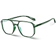 VISOONE Aviator Blue Light Blocking Glasses Oversized Square Lightweight Pilot Nerd Eyewear for Women Men MARION