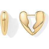 PAVOI 14K Gold Plated Bold Chunky Dupe Heart Hoop Earrings for Women | Gold Earring Pair - Valentines Day Trendy Jewelry