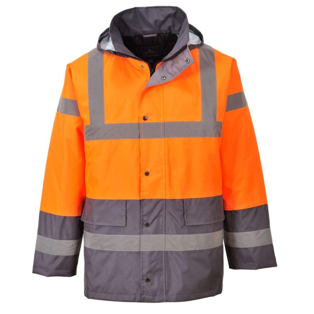 Portwest S467 Men's Hi Vis Contrast Winter Traffic Jacket EN342 CE Certified Waterproof Quilt Lined Storm Flap Reflective Tape Hood Safety Coat - Image 3