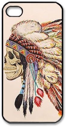 Skull Indian Chief Pattern Snap On Case Hard Cover for Apple iPhone 6 4.7 + NFL Micro LED Keychain Light