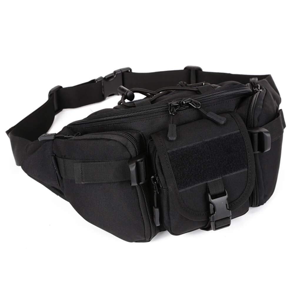 YuanWen Waist Bag, Tactical Bumbag Molle Military Large Waterproof Fanny Pack Bum Bag for Outdoors Hiking Camping Running Walking Trekking Black