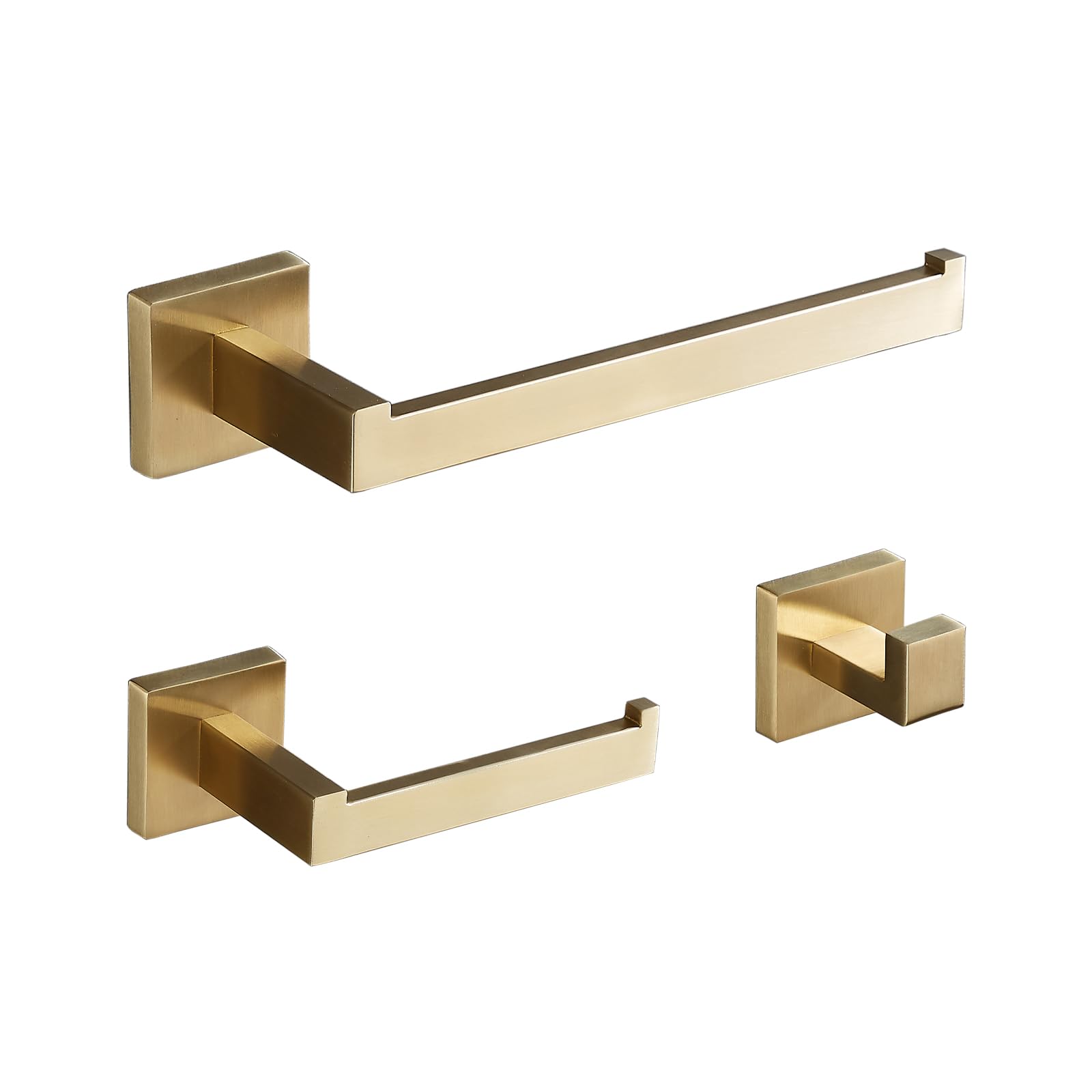 Bathroom Hardware Set 15.7-Inch Towel Bar,Towel Hook,Toilet Paper Holder Brushed Gold Stainless Steel Bathroom Accessories Gudetap GTS199BG