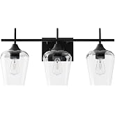 VONLUCE 3 Light Bathroom Vanity Light Fixture,Matte Black | Wine Glass Shades, E26 Sockets, Easy to install, Vanity Lights for Bathroom Bedroom Hallway Living Room