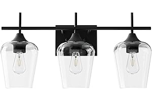 VONLUCE Bathroom Vanity Light, 3 Light Bathroom Light Fixture Over Mirror, Bathroom Wall Lamp with Clear Glass, Modern Black Vanity Lighting fixtures for Bathroom, Bedroom, Hallway