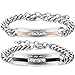 Jstyle Stainless Steel Bracelets for Men Women Couple Bracelets Set CZ Curb Link Adjustable 7-9 Inch