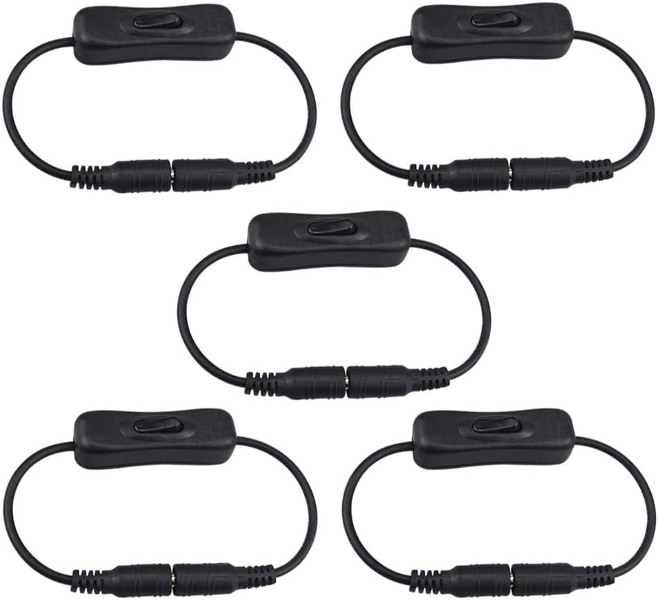 QitinDasen 5Pcs Premium DC Power Switch Cable, Inline Toggle Switch Extension