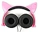 Pink Cat Children's Headphones (with Blue LED Ears) Nextbase NB49AC / SDV49AC / NB49AM / SDV49AM Portable DVD Player - by DURAGADGET