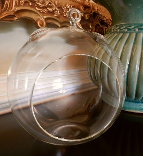 Hinterland Trading Glass Hanging Teardrop Plant Terrarium Votive Holder H55 Body D275
