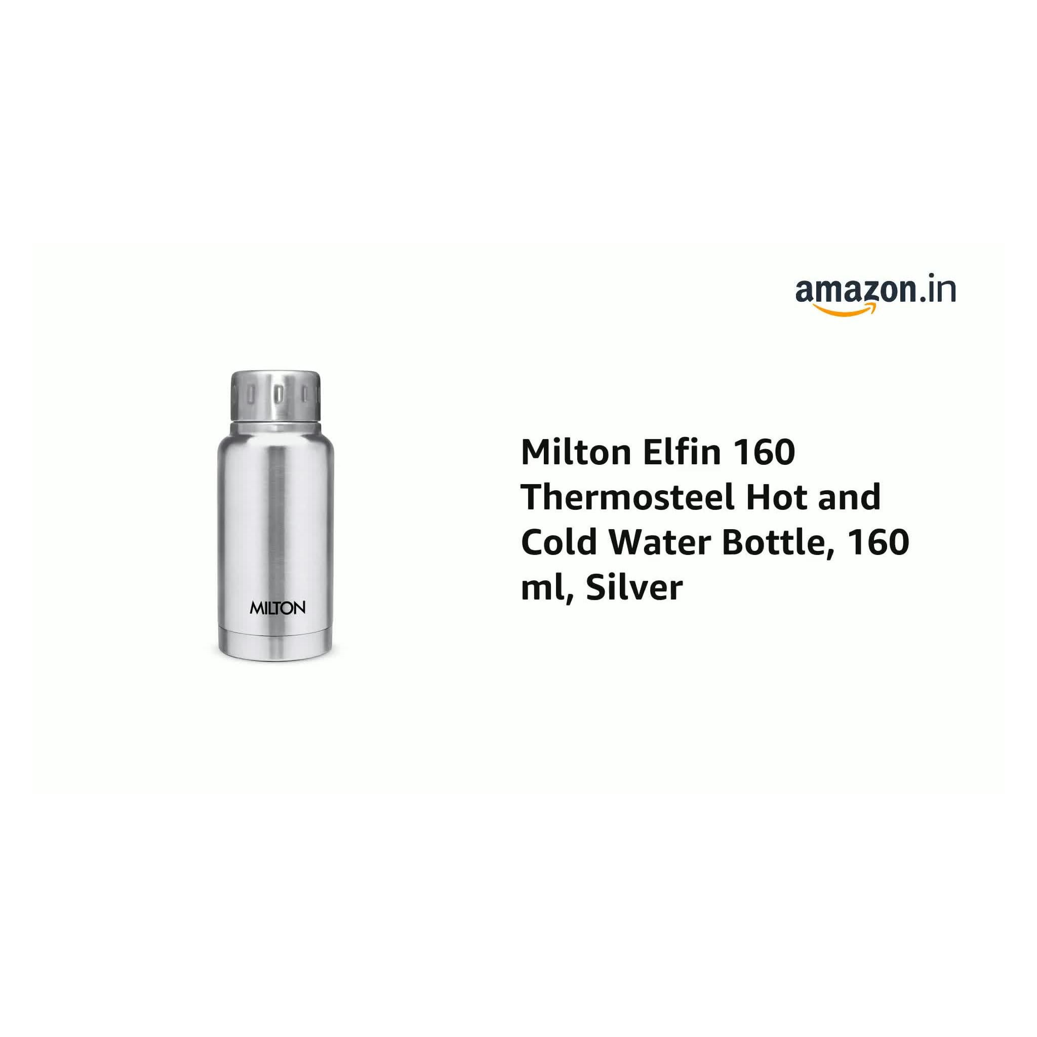 Milton Elfin 160 Thermosteel Hot and Cold Water Bottle, 160 ml, Silver