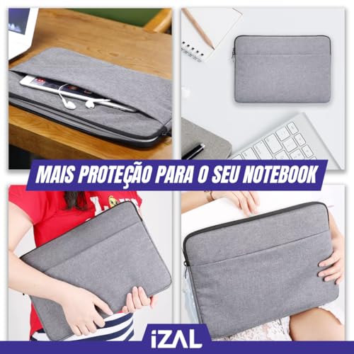 Pasta para Notebook, Tablet, Laptop de 13”, 14” e 15.6” | Bolso Frontal, Proteção Anti Queda, Leve | Capa ideal para Trabalho, Faculdade e Viagem | Cor Preto