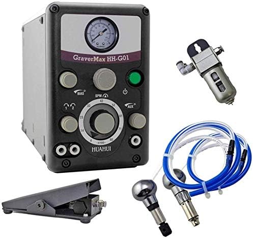 Drohneks Pneumatic Engraver Machine, Premium Quality HH-G01 BL Double Ended Pneumatic Air Engraver Desktop Jewelry Engraving Machine for Jewelry Crafts