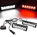 FOXCID 2 X 6 LED 9 Modes Traffic Advisor Emergency Warning Vehicle Strobe Lights for Interior Roof/Dash/Windshield/Grille/Deck Universal Waterproof (White/Red)