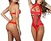 Obazidou Women's sexy Lingerie Siamese Lace Underwear Free size Red