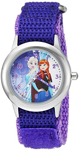 DISNEY Girl's Frozen Anna' Quartz Stainless Steel and Nylon Casual Watch, Color:Purple (Model: WDS000193)